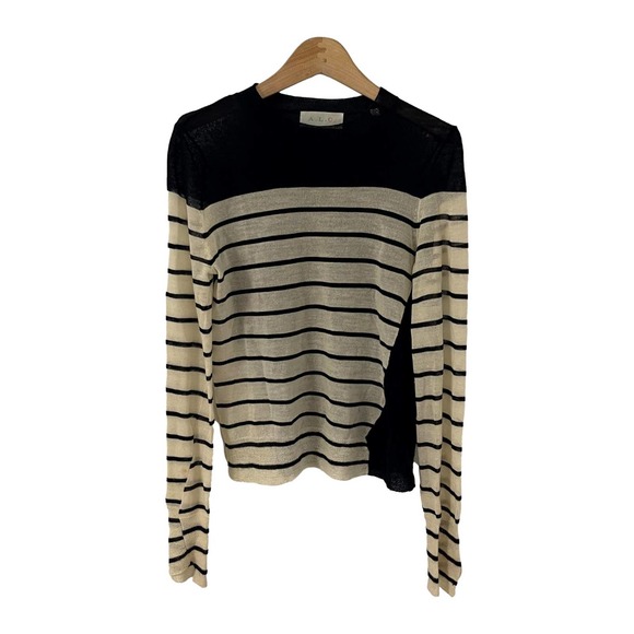 A.L.C. Sweaters - A.L.C. Black & Cream Stripe Crew Neck Sweater Size Small EUC